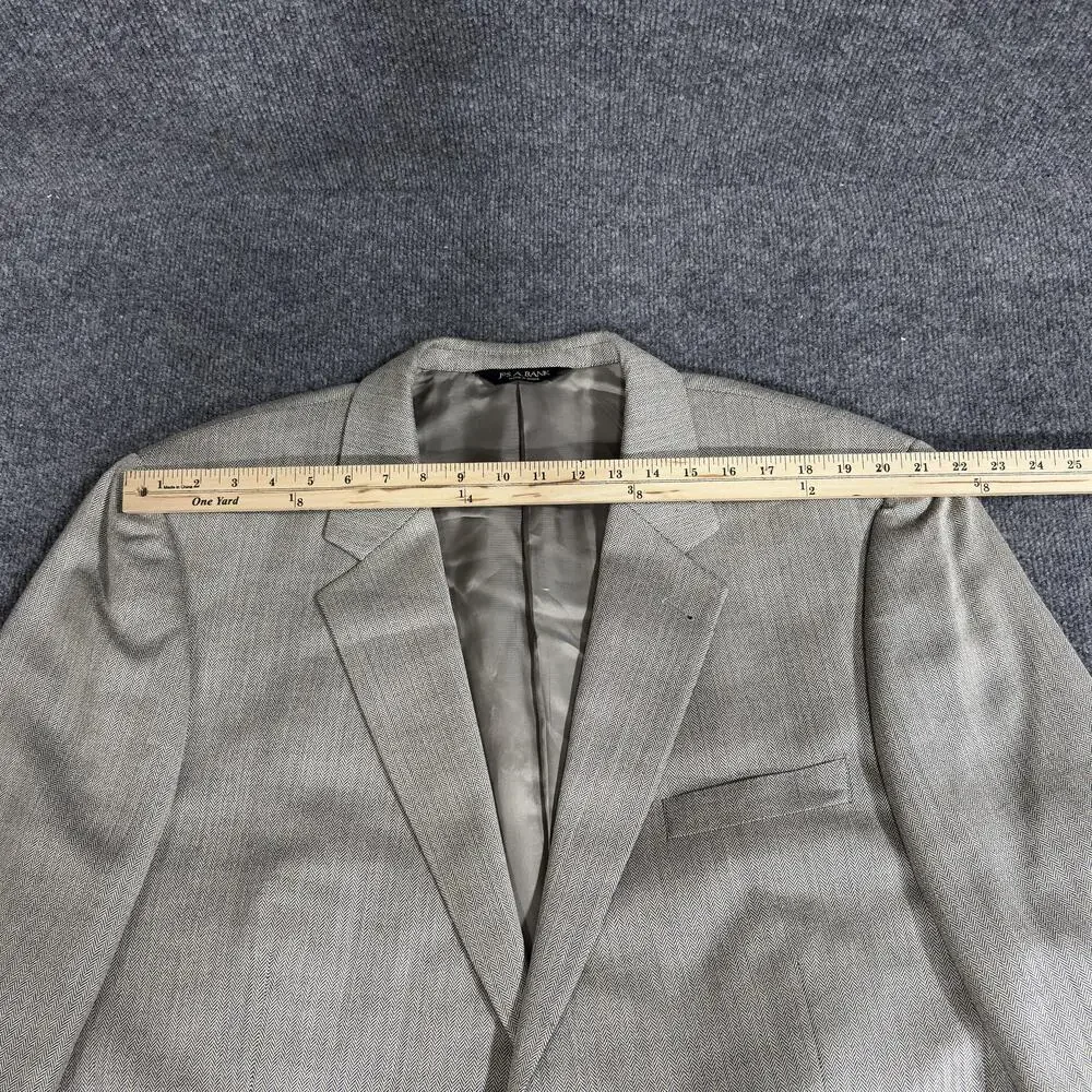 Jos A Bank Signature Blazer Mens 48L Gray Silk Camelhair Herringbone